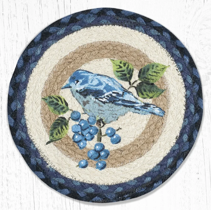 Earth Rugs MSPR-443 Spring Bluebird Printed Round Trivet