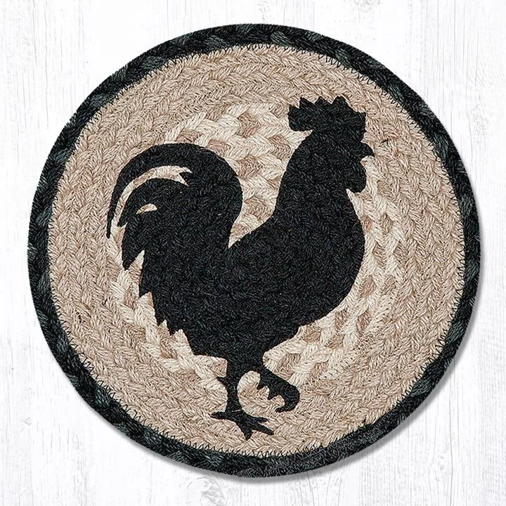 Earth Rugs MSPR-459 Rooster Silhouette Printed Round Trivet