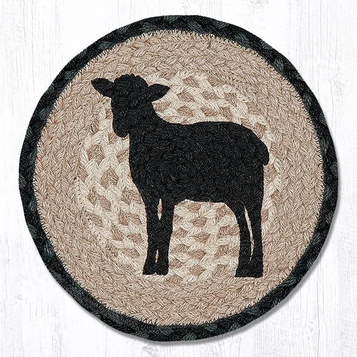 Earth Rugs MSPR-459 Sheep Silhouette Printed Round Trivet