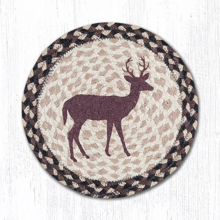 Earth Rugs MSPR-518 Little Buck Printed Round Trivet