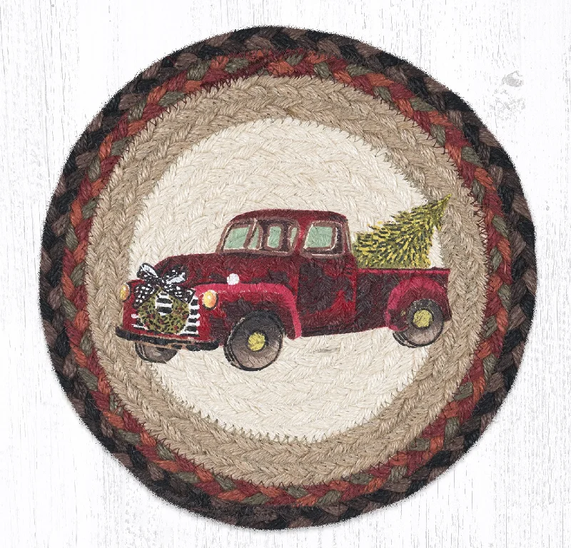 Earth Rugs MSPR-530 Christmas Truck Printed Round Trivet