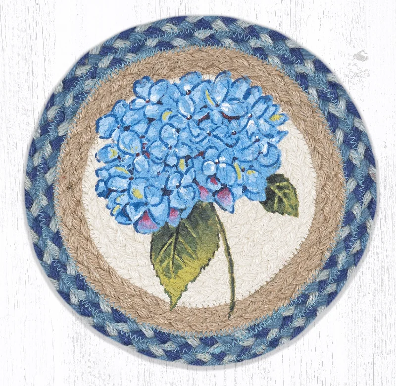 Earth Rugs MSPR-592 Blue Hydrangea Printed Round Trivet