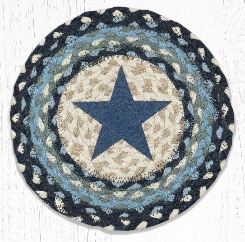 Earth Rugs MSPR-619 Blue Star Printed Round Trivet