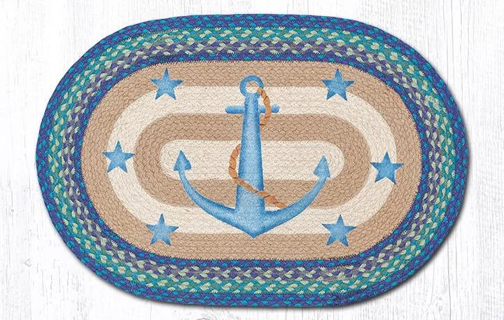 Earth Rugs OP-433 Anchor Stars Oval Patch 20``x30``