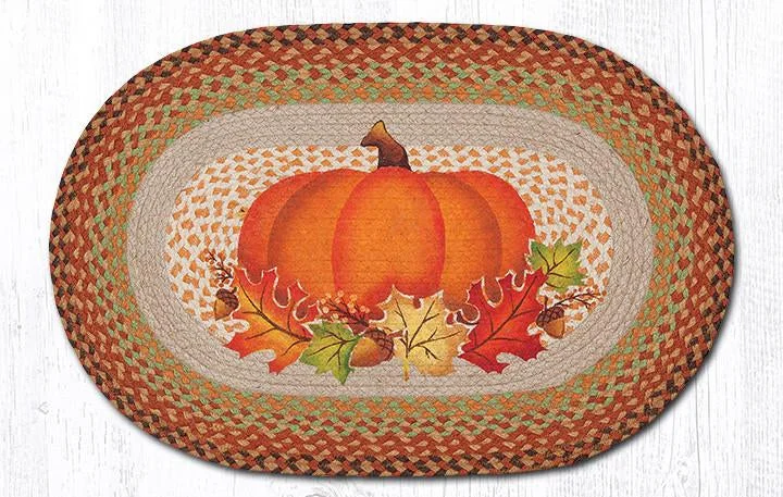 Earth Rugs OP-438 Pumpkin Leaf Oval Patch 20``x30``