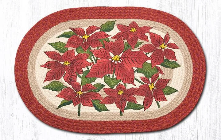 Earth Rugs OP-460 Poinsettia Oval Patch 20``x30``