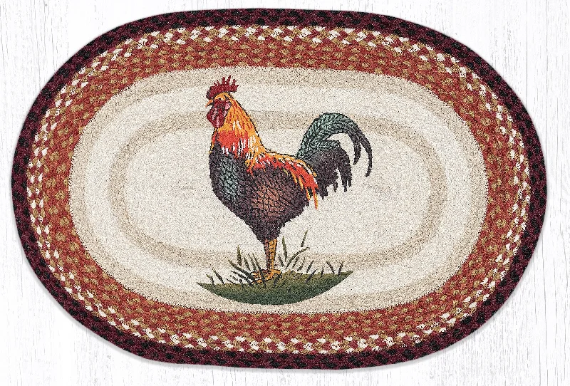 Earth Rugs OP-471 Rustic Rooster Oval Patch 20``x30``