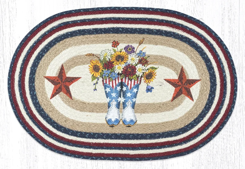 Earth Rugs OP-565 American Boots with Barn Stars Oval Patch 20``x30``