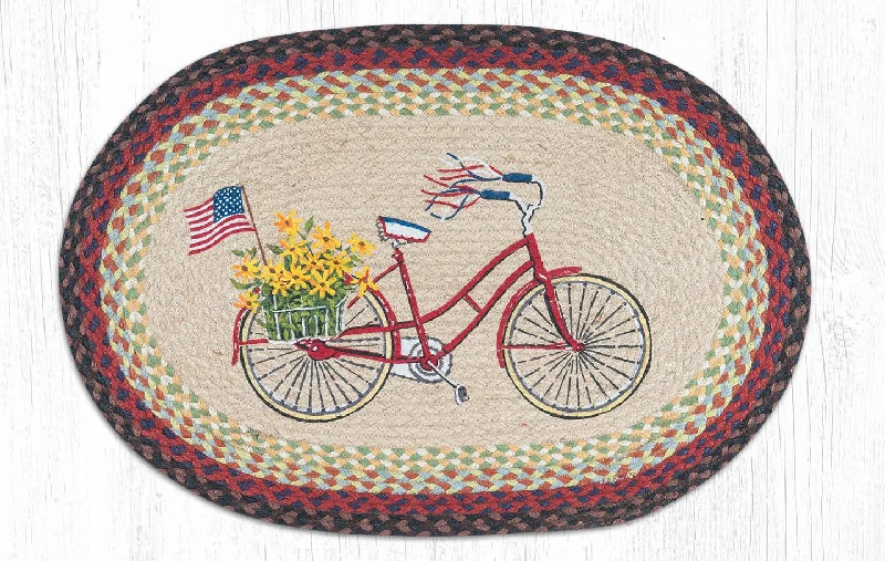 Earth Rugs OP-574 Bicycle with Flag Oval Patch 20``x30``