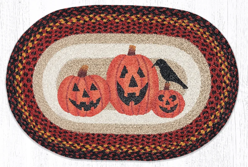 Earth Rugs OP-590 Three Jack-O-Lanterns Oval Patch 20``x30``