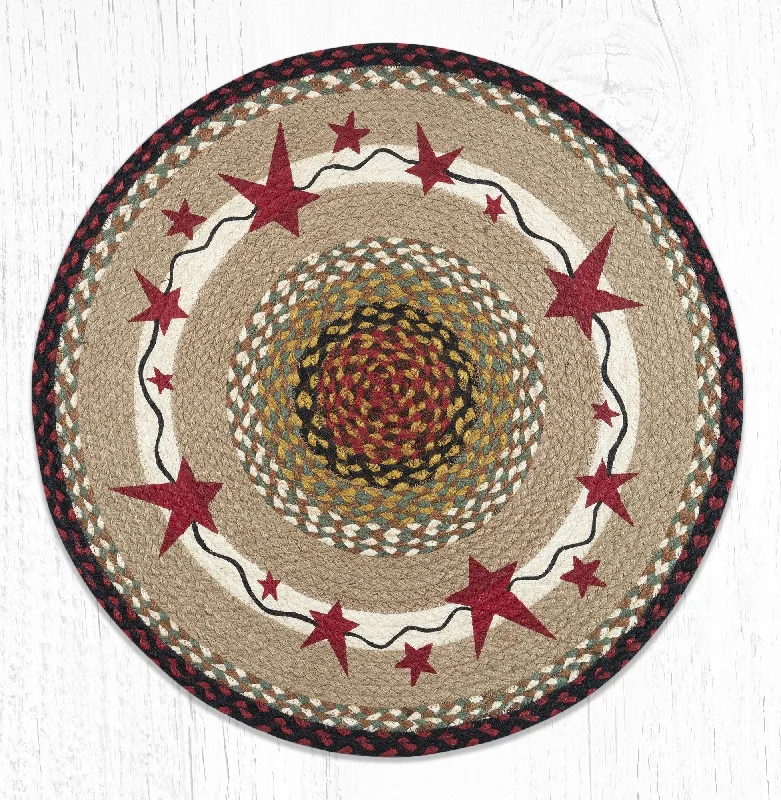 Earth Rugs RP-19 Primitive Stars Burgundy Round Patch 27``x27``