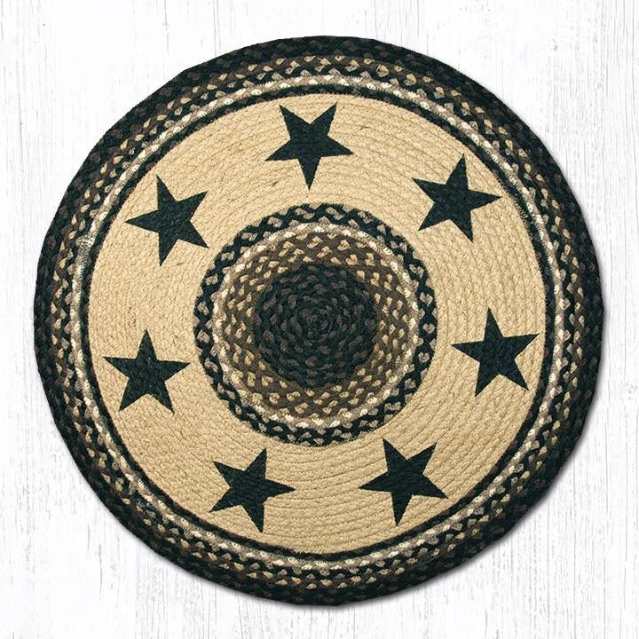 Earth Rugs RP-313 Black Stars Round Patch 27``x27``