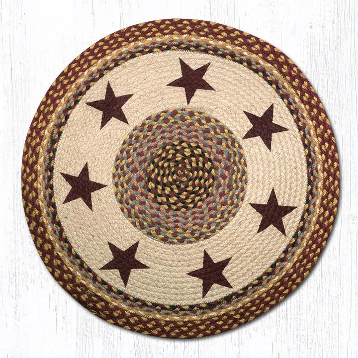 Earth Rugs RP-357 Burgundy Stars Round Patch 27``x27``