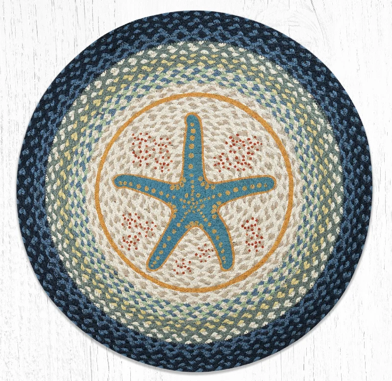 Earth Rugs RP-362 Blue Starfish Round Patch 27``x27``