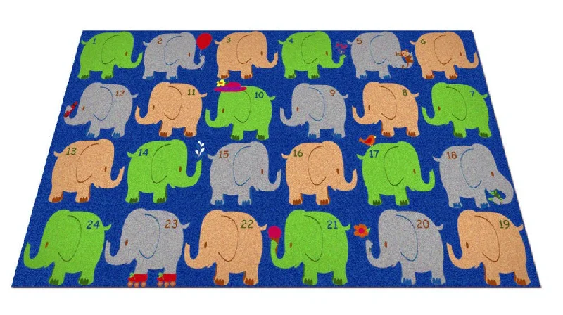 Elephant Seating Classroom Rug Bright