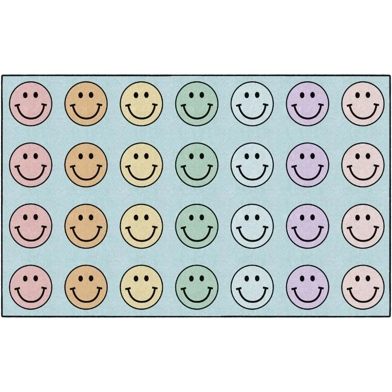 Pastel Rainbow Smiley Face Seating Rug