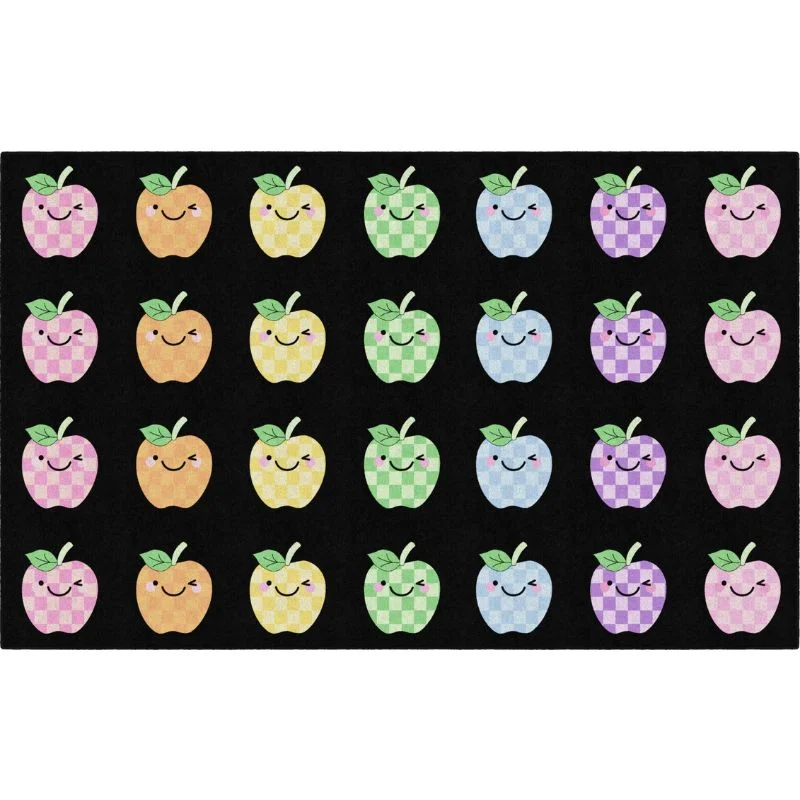 Plaid Pastel Apples Classroom Sitting Rug