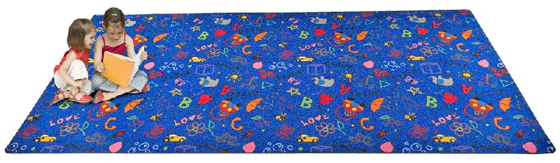 Playtime Doodle Wall to Wall Carpet Multi on Blue