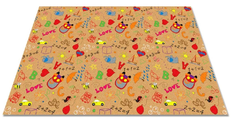 Playtime Doodle Wall to Wall Carpet Multi on Tan