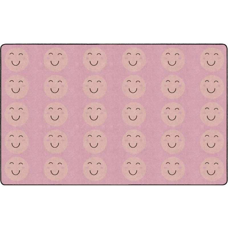 Smiley Face Peach Oasis Classroom Seating Rug