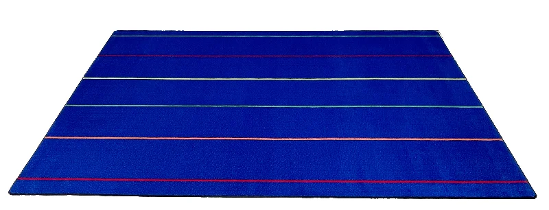 Straight Lines Kids Area Rug Multi on Blue