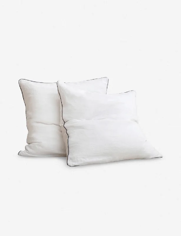 European Flax Piped Linen Euro Pillowcases (set of 2) by Cultiver