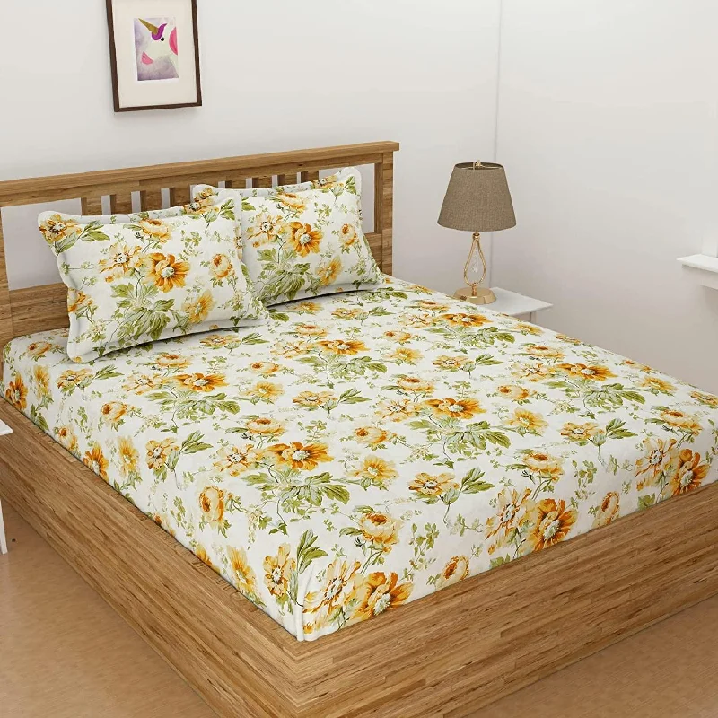 All Around Elastic Fitted Bedsheet with 2 Pillow Covers Multicolor Flower Print