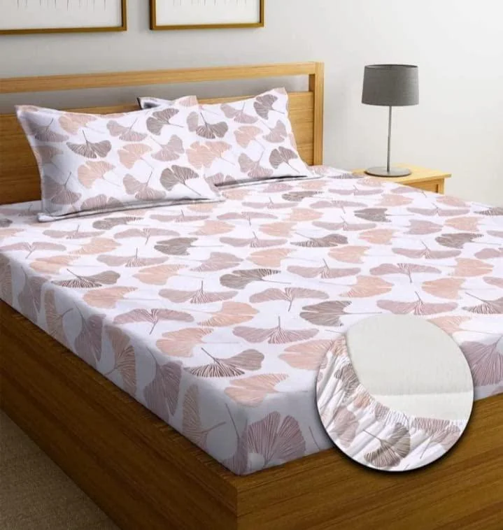 All Around Elastic Fitted Flora Print Bedsheet with 2 Pillow Covers