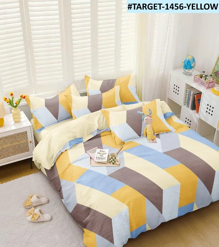 One Colorful Bedsheet With 2 Contrast Pillow Covers