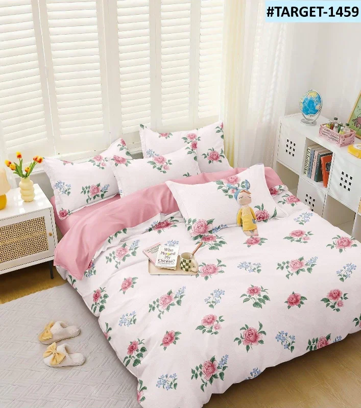 One White Bedsheet With 2 Contrast Pillow Covers