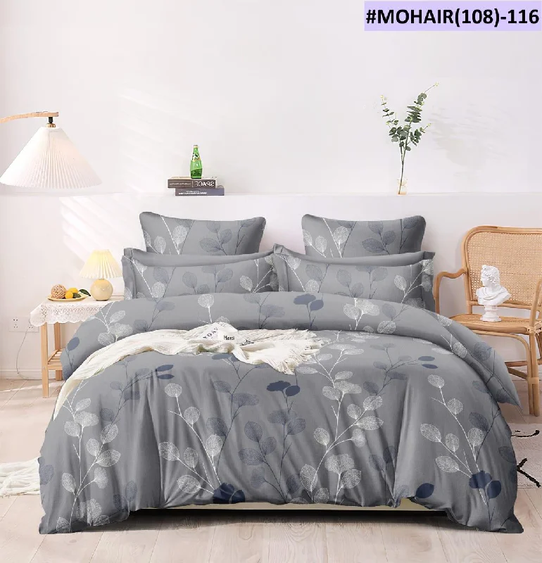 Super Soft Premium Fabric Bedsheet With 2 Contrast Pillow Covers (Gray)