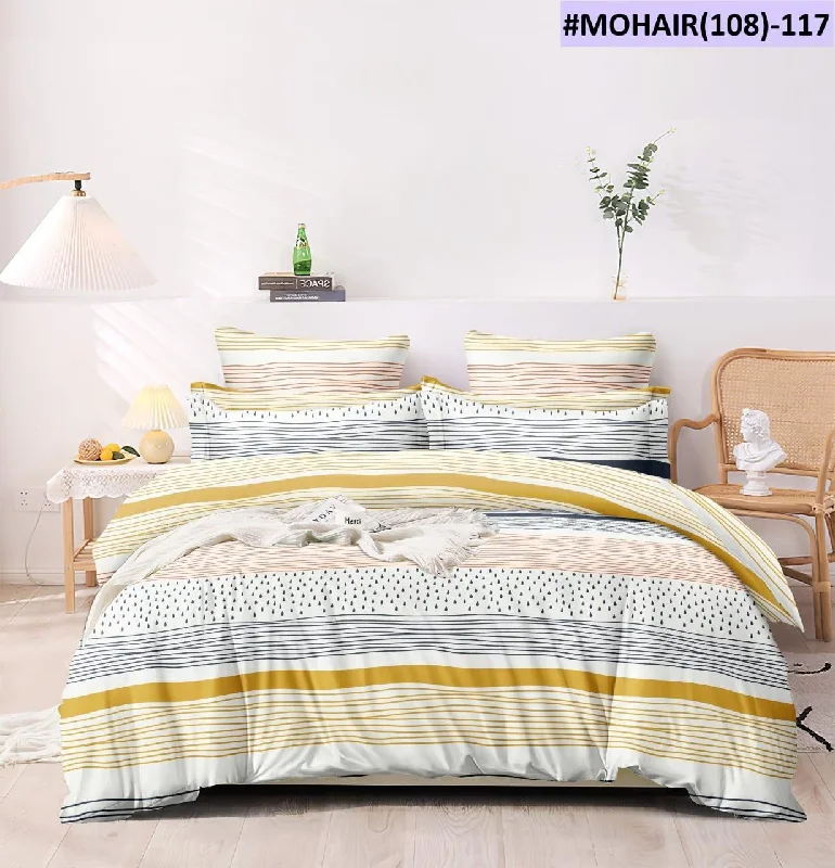 Super Soft Premium Fabric Horizontal Color Print Bedsheet With 2 Contrast Pillow Covers