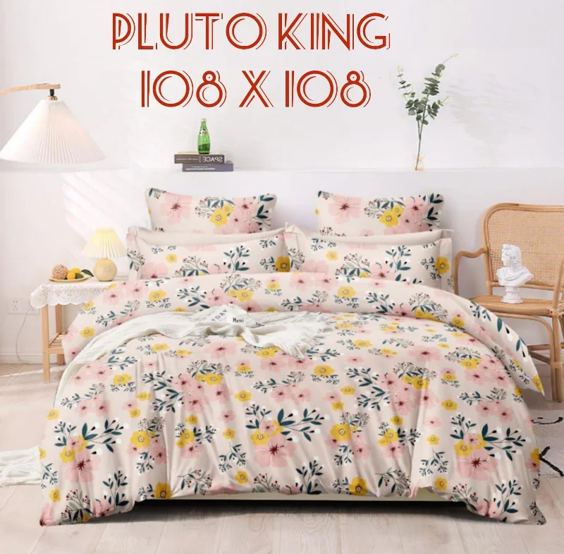 Super Soft Premium Floral Print Bedsheet With 2 Contrast Pillow Covers